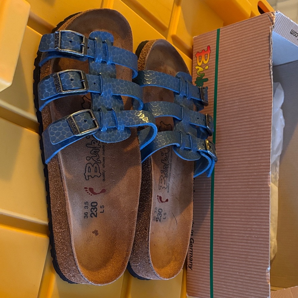Birkenstock Blue Patterned Sandals